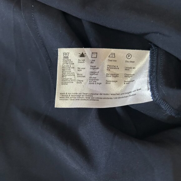 ESPRIT Navy Blue Satin Sleeveless Top Scoop Neck Rushing & Shoulder Detail Large - Picture 9 of 11